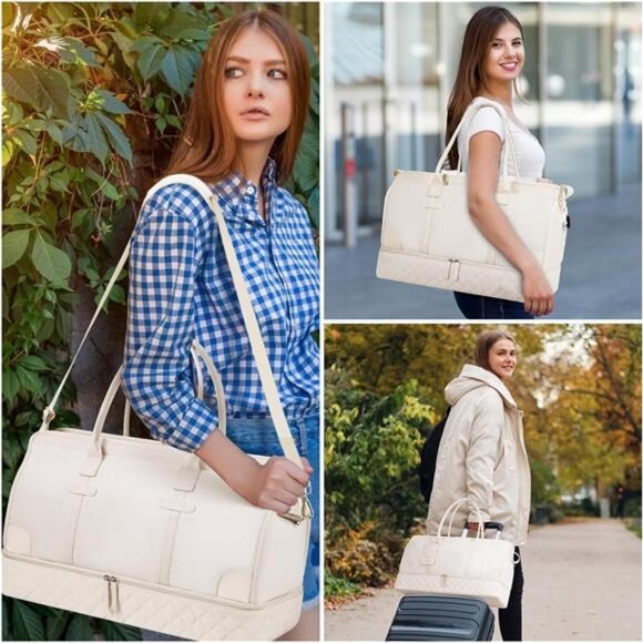 Weekender Overnight Bags for Women, Large Travel Duffle Bags with Shoe - Picture 6 of 7